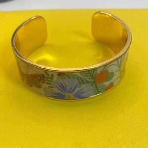 Rifle Paper Co. Gold Floral Strawberry Fields Cuff Bracelet